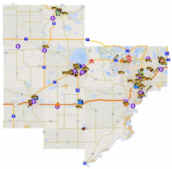 Food assistance locations in Carver County. Select to open the interactive map.