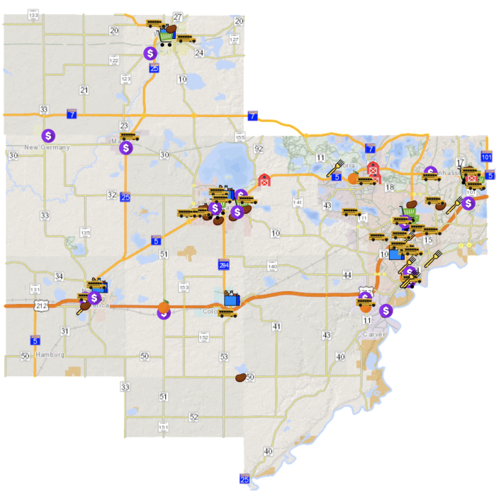 Carver County Hunger Relief Sources Map